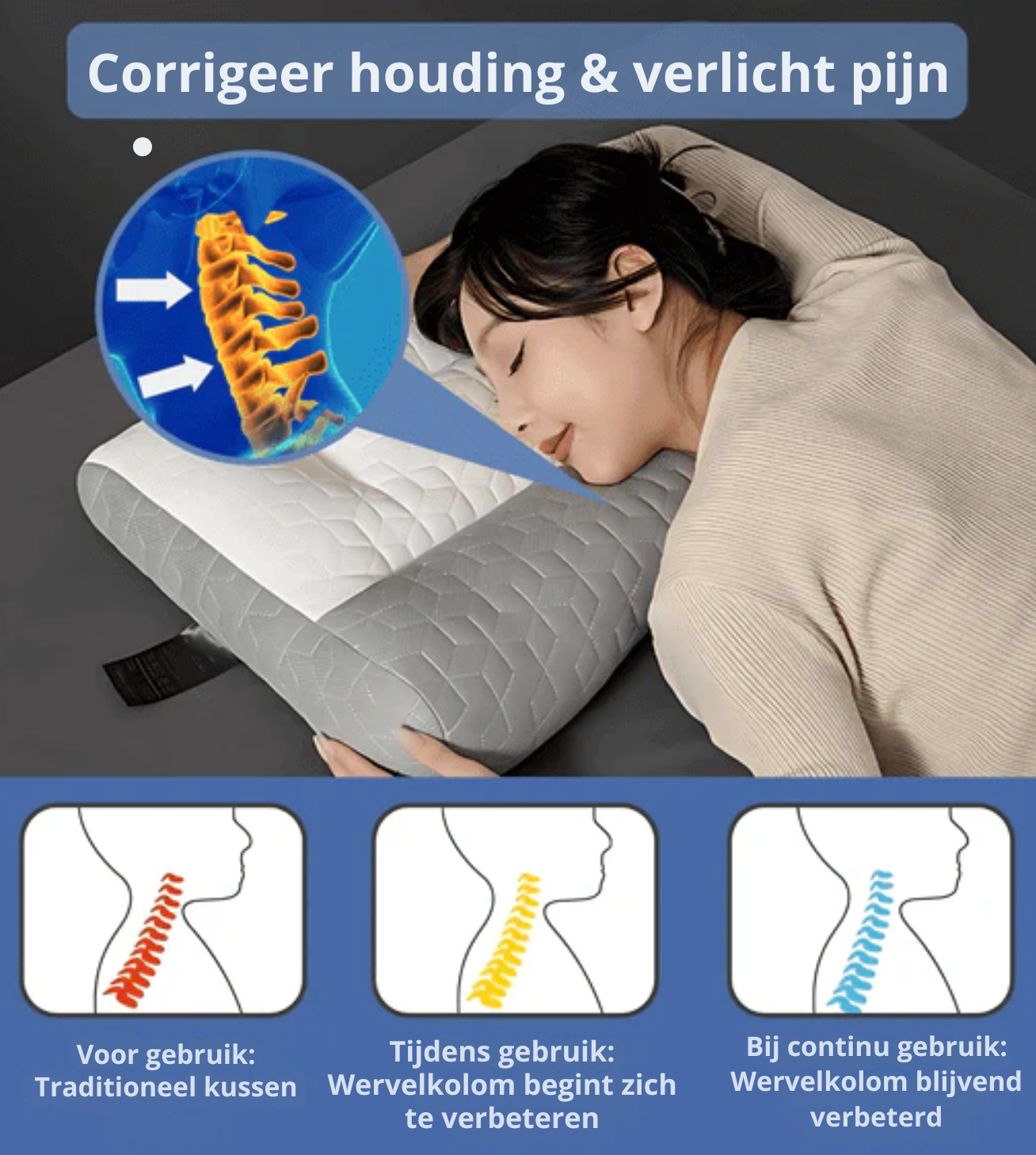 CerviCare™ – Premium Orthopedisch Kussen voor Nek & Rug